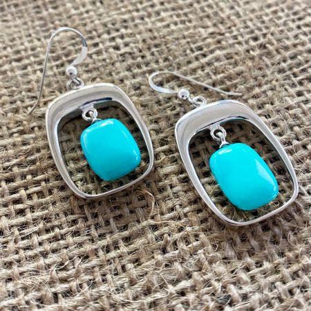 Andean Blue Turquoise Window Earrings