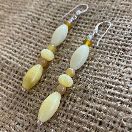 Long Yellow Opal Earrings