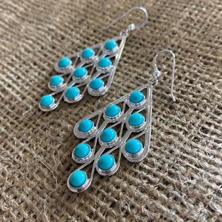 Capmitos Turquoise Peacock Feather Earrings