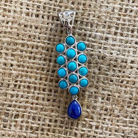 Turquoise and Lapis Pendant