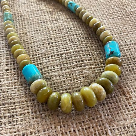 Namibian Green Opal and Chilean Turquoise Necklace