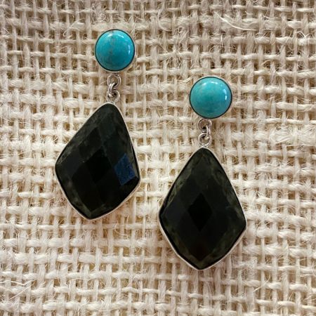 Nephrite Jade and Turquoise Earrings