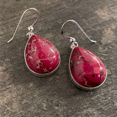 Red Emperial Jasper Tear Drop Earrings