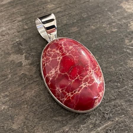 Red Emperial Jasper Oval Pendant