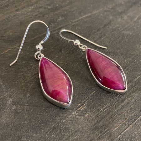 Purple Tiger Eye Freeform Earrings