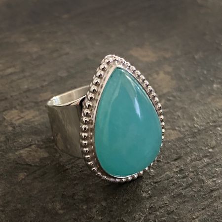 Blue Chalcedony Tear Drop Ring