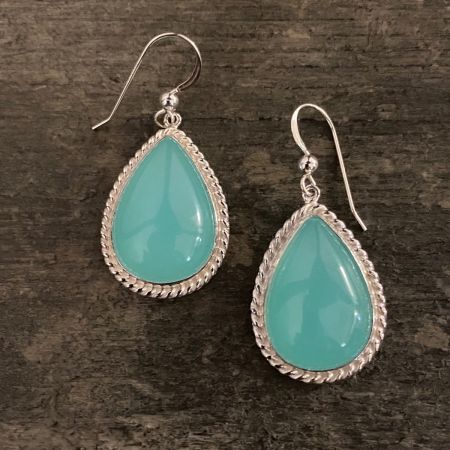 Blue Chalcedony Tear Drop Earrings