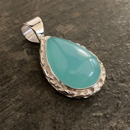 Blue Chalcedony Tear Drop Pendant