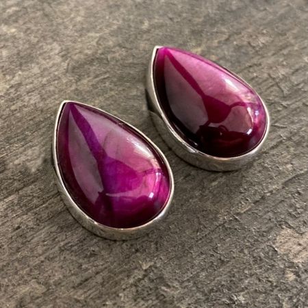 Purple Tiger Eye Tear Drop Earrings