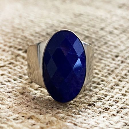 Faceted Lapis Ring - Size 10