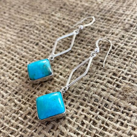 Red Skin Turquoise Dangle Earrings
