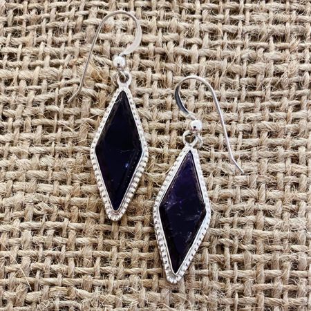 Dark Amethyst Diamond Shaped Earrings
