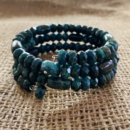 Teal Green Apatite Coil Bracelet