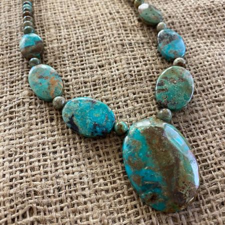 Azure Peaks Beaded Pendant Turquoise Necklace