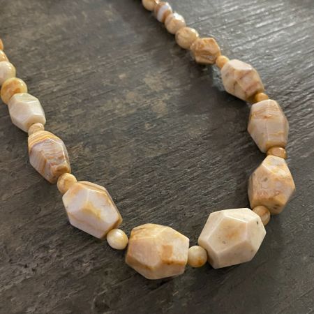 Java Lace Agate Nugget Necklace
