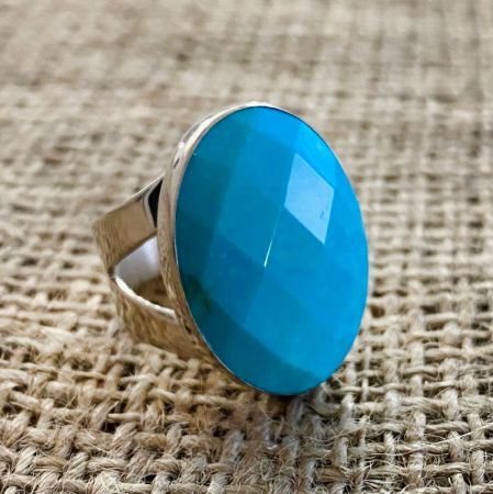 Azure Peaks Faceted Oval Ring