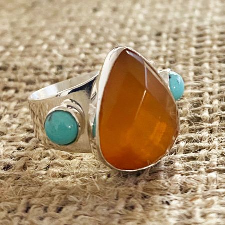 Mexican Opal and Turquoise Ring