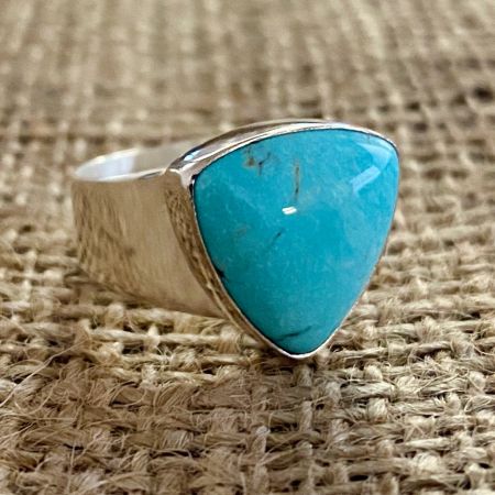Cloudy Mountain Turquoise Ring - Size 7