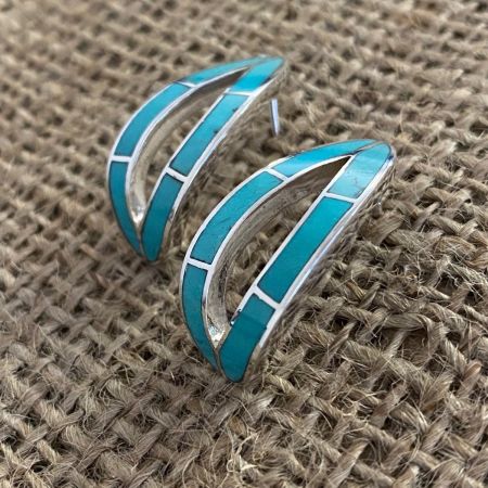 Cloudy Mountain Turquoise J-Hoop Earrings