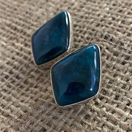 Indigo Blue Apatite Stud Earrings
