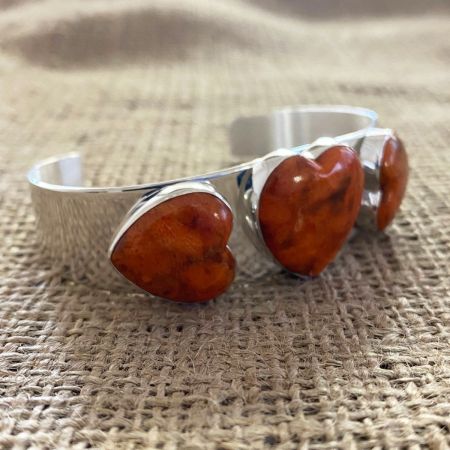 Orange Coral Hearts Cuff