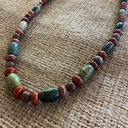 Petrified Red Wood and Swamp Bog Necklace