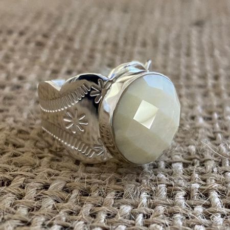 Faceted Yellow Opal Ring