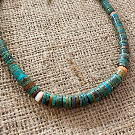 Azure Peaks Turquoise and Orange Spiney Oyster Necklace