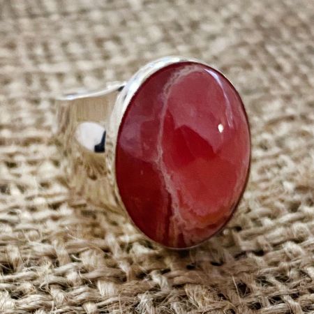 Rhodochrosite Oval Ring - Size 8