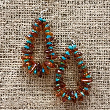 Amber and Angel Peak Turquoise Hoop Earrings