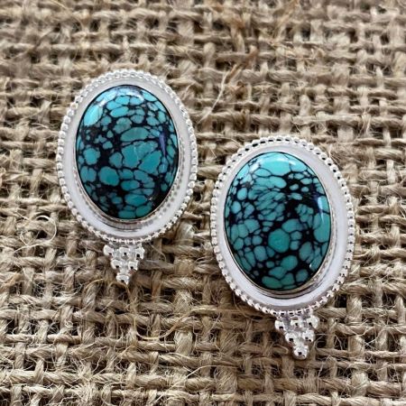 Hubei Spider Web Turquoise Post Earrings