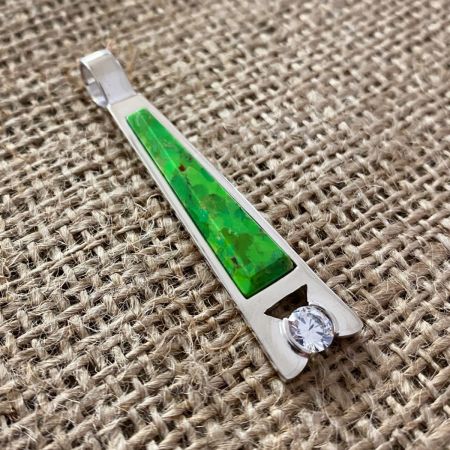 Lemon Lime Turquoise and CZ Pendant