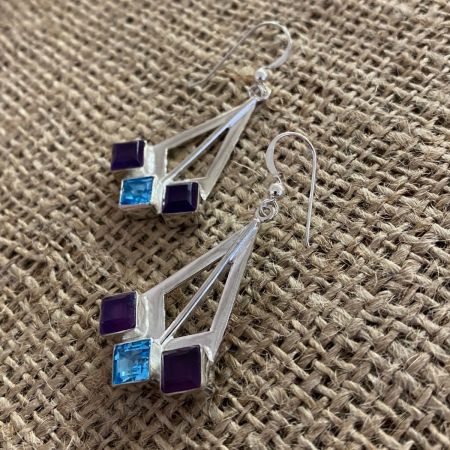 Amethyst and Blue Topaz Earrings
