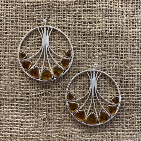 Large Amber Hoop Earrings