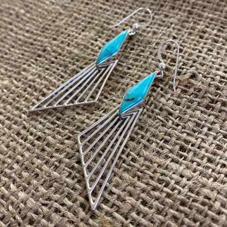 New Red Skin Turquoise "Wing" Earrings