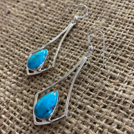 Turquoise Tear Drop Window Earrings