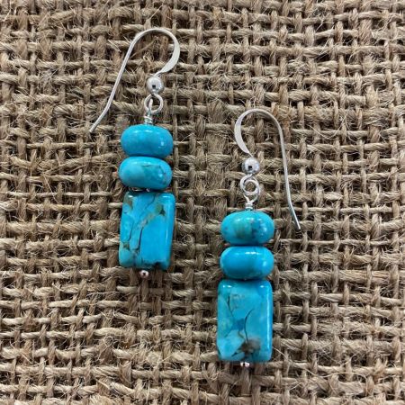 Andean Blue Turquoise Beaded Dangle Earrings
