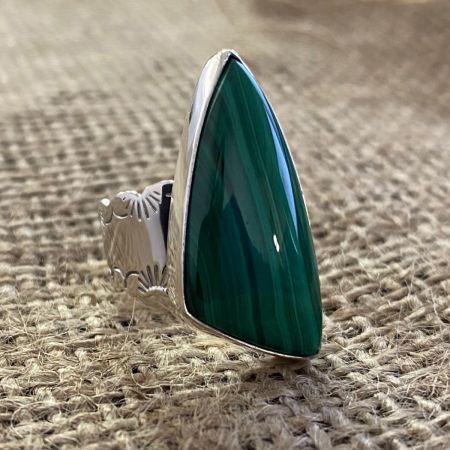 Freeform Malachite Ring - Size 7