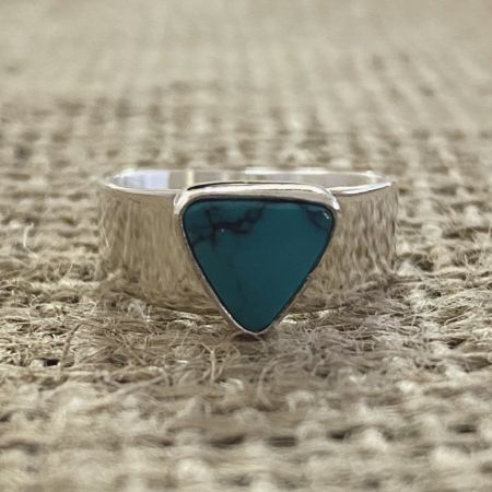 Tiny Turquoise Triangle Ring - Size 6