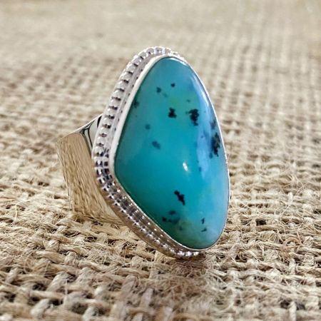 Freeform Blue Opal Ring - Size 7