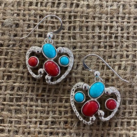 Coral and Seven Peaks Turquoise Earrings
