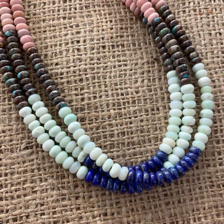 Multi Stone Three Strand Necklace