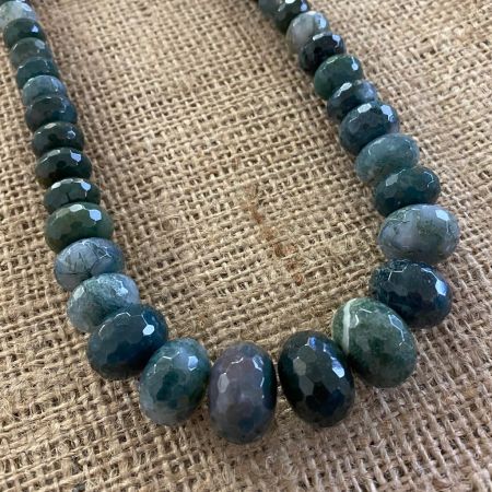 Green Moss Agate Graduated Necklace