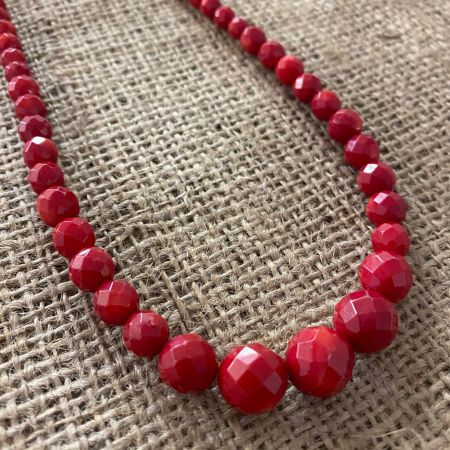 Faceted Red Sea Bamboo Coral Necklace