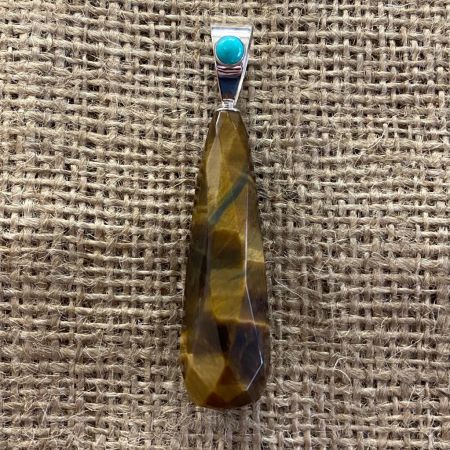 Tiger Eye and Blue Ridge Turquoise Pendant