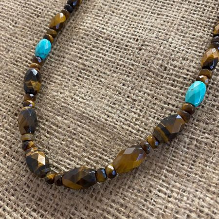 Tiger Eye and Blue Ridge Turquoise Necklace