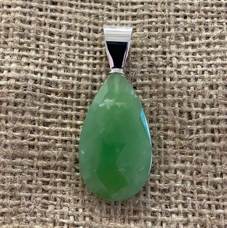 Faceted Chrysoprase Tear Drop Pendant