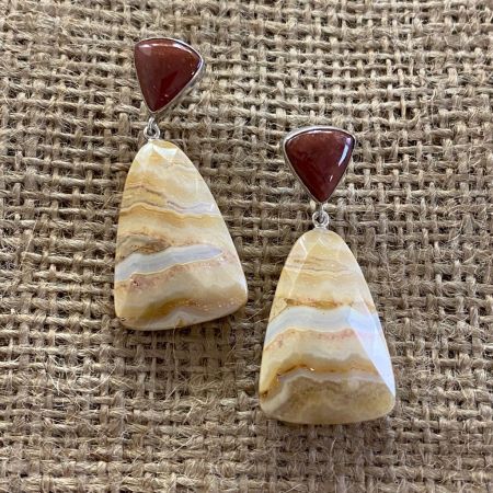 Java Lace Agate and Mexican Opal Earrings