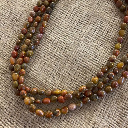 Yellow Red Jasper Three Strand Necklace