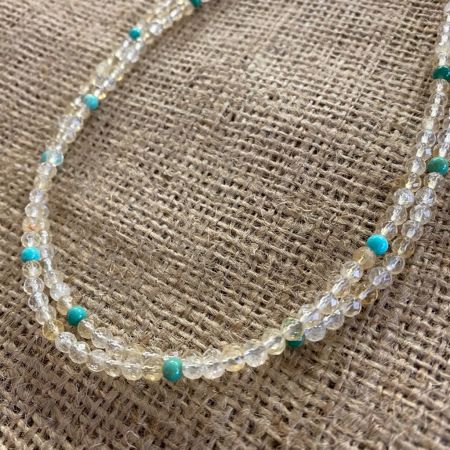 Citrine and Turquoise Two Strand Necklace